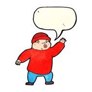 cartoon man in hat waving with speech bubble N4