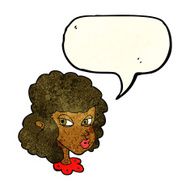 cartoon suspicious woman with speech bubble N7