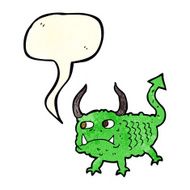 cartoon little demon with speech bubble N11