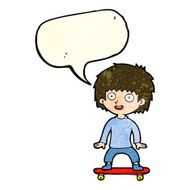 cartoon boy on skateboard with speech bubble N4