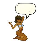 cartoon sexy bikini girl with speech bubble N3