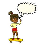 cartoon skater girl with speech bubble N4
