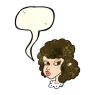 cartoon suspicious woman with speech bubble N8
