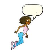 cartoon flying woman with speech bubble N3