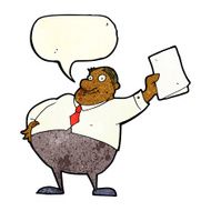 cartoon boss waving papers with speech bubble N3