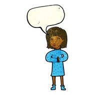 cartoon calm woman with speech bubble N4