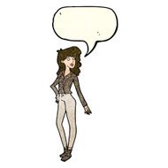 cartoon pretty woman with speech bubble N112