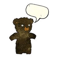 cute cartoon black bear with speech bubble N26