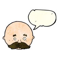 cartoon bald man with mustache speech bubble N6