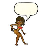 cartoon woman in bikini with speech bubble N21