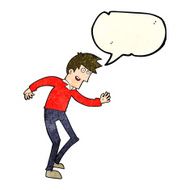 cartoon happy man dancing with speech bubble N15