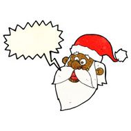 cartoon jolly santa claus face with speech bubble N3