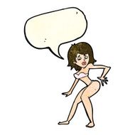 cartoon woman in bikini with speech bubble N22