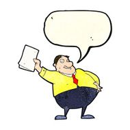 cartoon boss waving papers with speech bubble N4