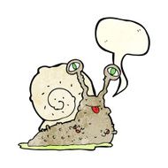 cartoon gross slug with speech bubble N6