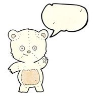 cartoon waving polar bear with speech bubble N21