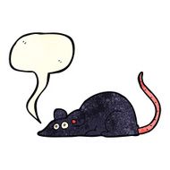 cartoon black rat with speech bubble N3