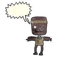 cartoon robot with speech bubble N68