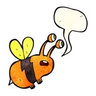 cartoon frightened bee with speech bubble N4