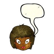 cartoon surprised female face with speech bubble N24