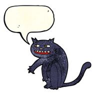 cartoon black cat with speech bubble N13