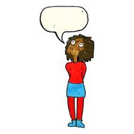 cartoon curious woman with speech bubble N23