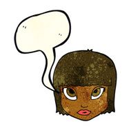 cartoon female face with speech bubble N56