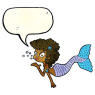 cartoon mermaid blowing kiss with speech bubble N3