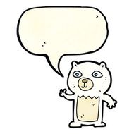 cartoon waving polar bear cub with speech bubble N15