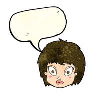 cartoon surprised female face with speech bubble N26