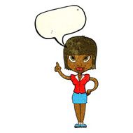 cartoon pretty girl with idea speech bubble N12