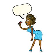 cartoon woman with drink speech bubble N3