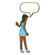 cartoon woman waving with speech bubble N137