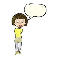 cartoon surprised woman with speech bubble N97