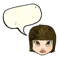 cartoon female face with speech bubble N58