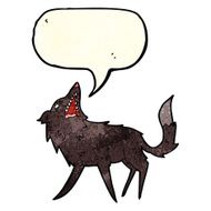 cartoon snapping wolf with speech bubble N2