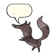 cartoon happy wolf with speech bubble N8
