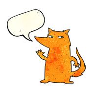 cartoon fox waving with speech bubble N2