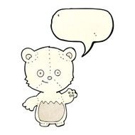 cartoon little polar bear waving with speech bubble N2