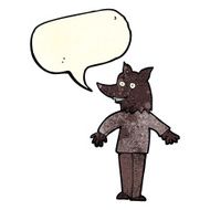 cartoon happy werewolf with speech bubble N2