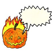cartoon grinning pumpkin with speech bubble N3