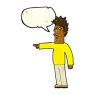 cartoon man pointing with speech bubble N75