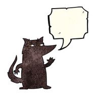 cartoon wolf waving with speech bubble N2