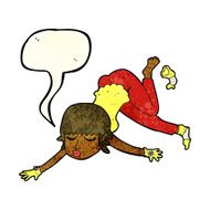 cartoon woman floating with speech bubble N4