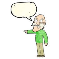 cartoon furious old man with speech bubble N4