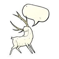 cartoon white stag with speech bubble N2