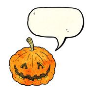 cartoon grinning pumpkin with speech bubble N4