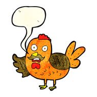 cartoon old rooster with speech bubble N4