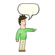 cartoon man pointing with speech bubble N76