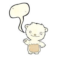 cartoon waving polar bear cub with speech bubble N16